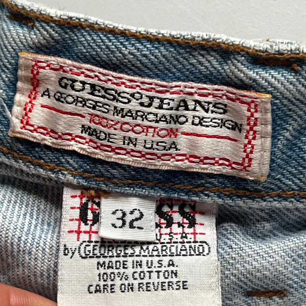 Vintage Guess Georges Marciano Denim Shorts Light Wash Blue Mens 32 Made‎ in USA